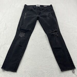 Frame Denim 28, 6 Le Skinny de Jeanne Black Distressed Jeans‎